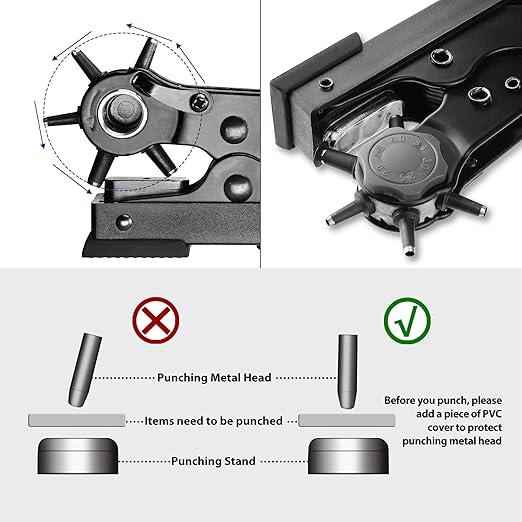 WORKPRO Leather Hole Punch Set, Desktop Rotary Belt Hole Puncher | Heavy Duty - Image 4