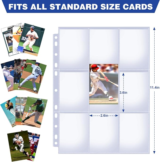 50 Pack 9 Pocket Card Sleeves Binder Sheets, Holds 900 Cards, Trading Card - Image 3