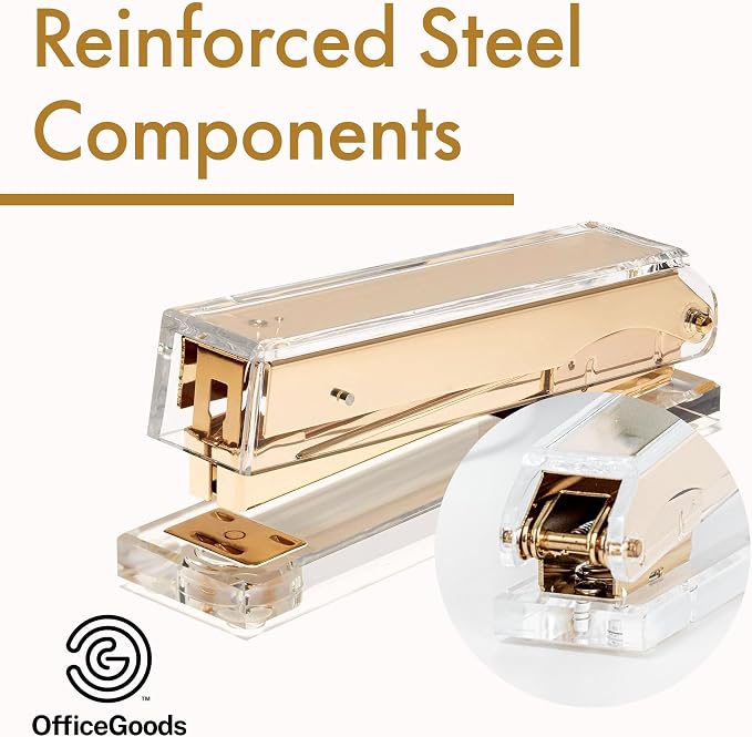 OfficeGoods Acrylic Stapler – Aesthetic & Durable Gold Desk Staple - Image 6