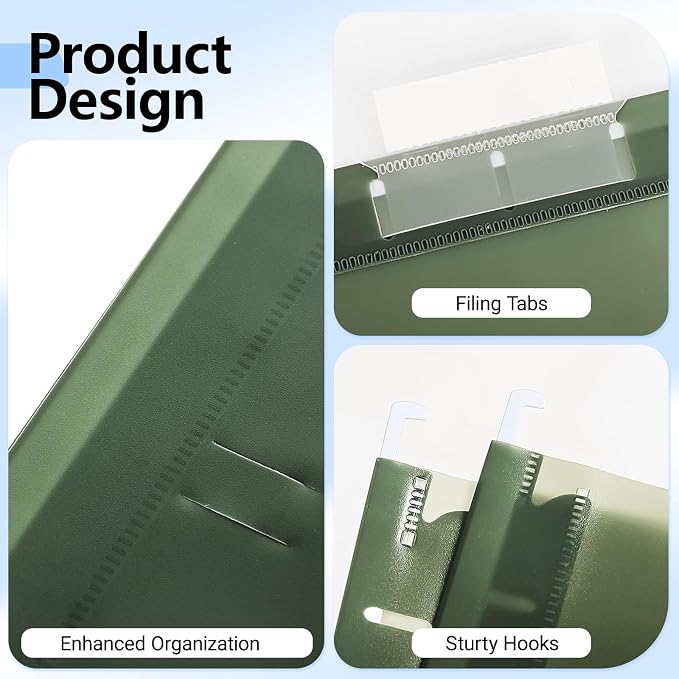 Plastic Hanging File Folders, 24 Pack Olive Hanging Folders，Letter Size - Image 6