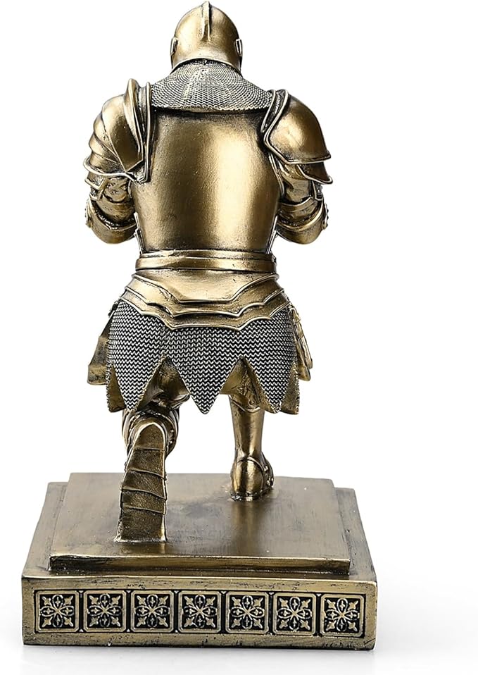 Medieval Armored Warrior Knight Pen Holder Desk Organizers and Accessories Resin Pencil Holder Paperweight as Gift with a Cool Letter Opener for Desk (Bronze)-DeskLoop Office
