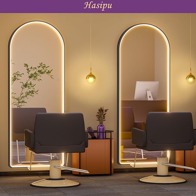 Hasipu 71" x 28" LED Mirror - Full Length with Lights, Arch Design, Wall Mounted, Dimming & 3 Color Modes-DeskLoop Office