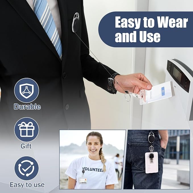 Laumoi 450 Packs Retractable ID Badge Holder Name ID Badge Reel Clips Keychain - Image 3
