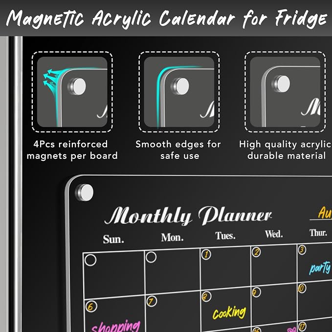 DIYMAG Magnetic Calendar for Refrigerator 3 PCS Dry Erase Wall Planning Pads - Image 5