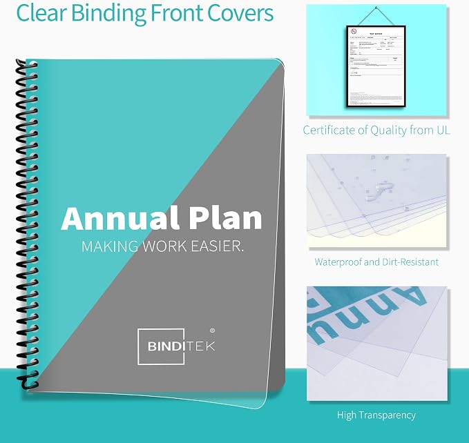 Binditek 100 Pack Binding Covers and Backs Set, 8.75 x 11.25 Inches, 50 Clear - Image 4