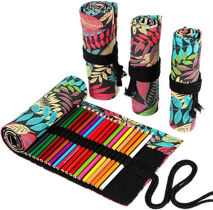 DIYOMR 24/36/72 Slots Pencil Wrap Pencil Rolls, Artist Colored Pencils Roll Up by DIYOMR