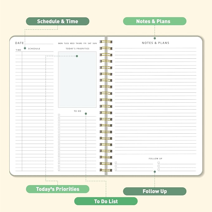 Sweetzer & Orange Daily Planner Notebook – Undated Two-Page Daily Layout - Image 3