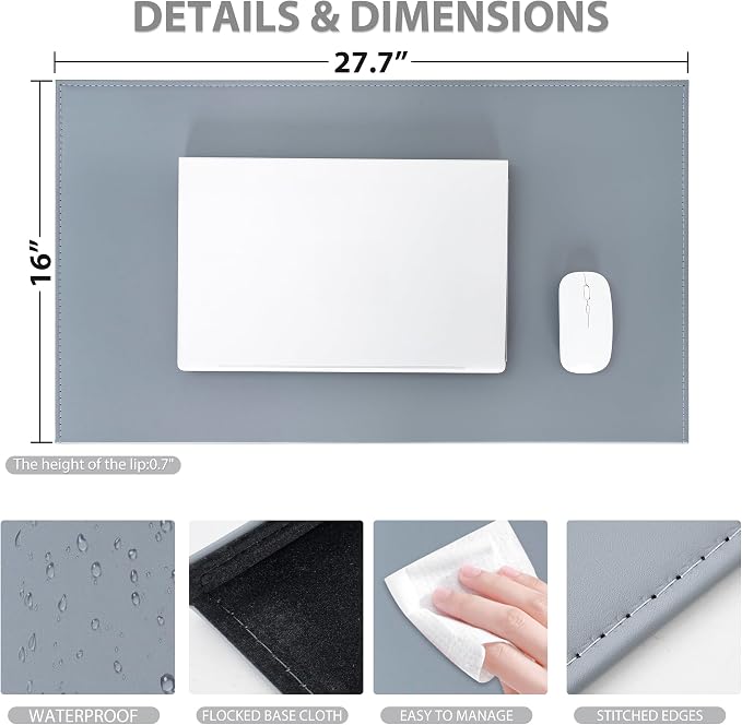 AKOZLIN 27.55”x 15.8" Soft PU Leather Surface Office Desk Mouse Mat Anti-Push - Image 4