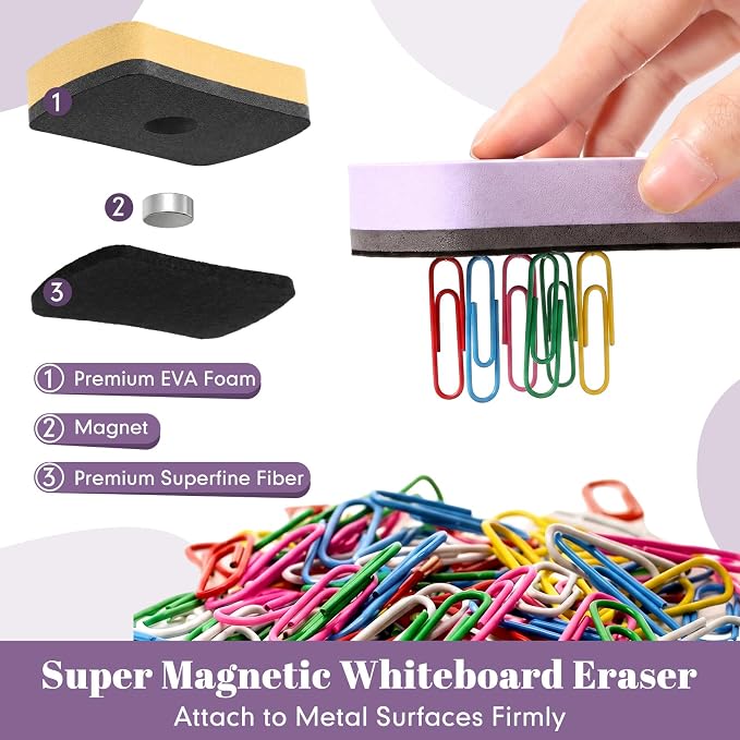 Outus 12 Pcs White Board Erasers Bulk Magnetic Dry Erase Erasers Assorted Color - Image 5