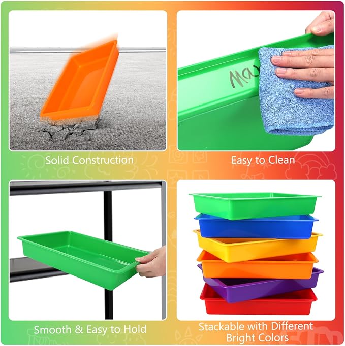 ShineMe Plastic Paper Trays for Classroom, 6 Pack Colorful Classroom Turn in - Image 3