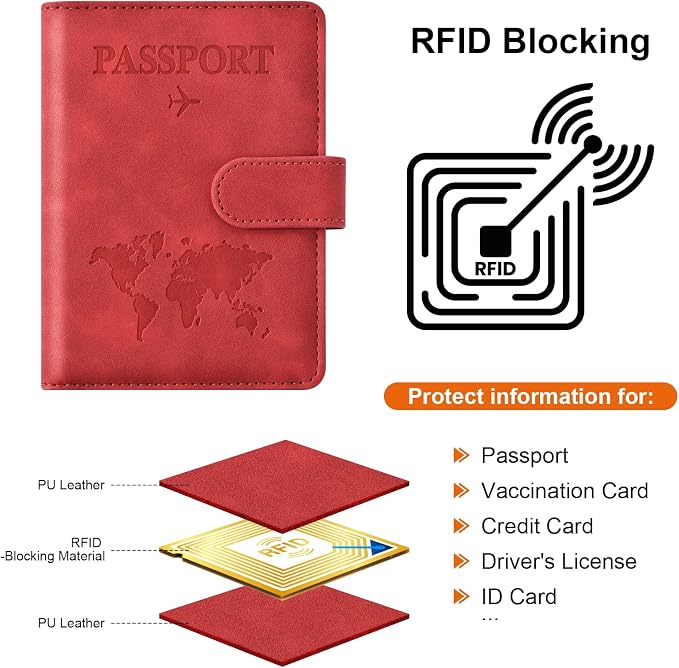 Eoehro Passport Holder for Travel Essentials, Passport Wallet Cover Case for - Image 4