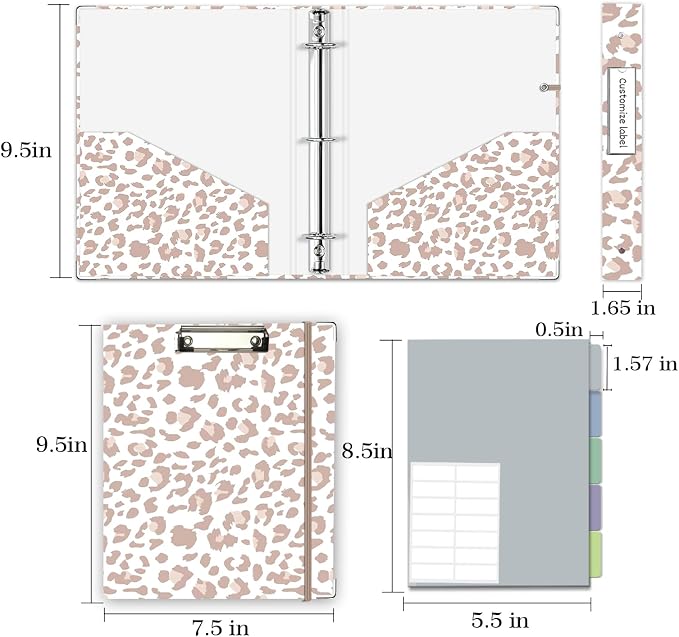 Mini 3 Ring Binder 1 Inch for 5.5"x8.5" Paper, Cute Small Three Ring Binders - Image 6
