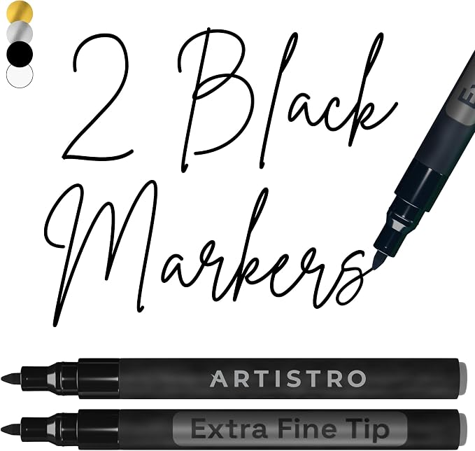 ARTISTRO 2 Black Acrylic Paint Markers by ARTISTRO