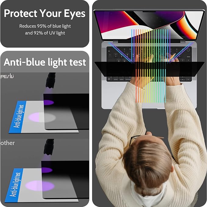 Peslv Magnetic Privacy Screen for MacBook Pro 14 Inch, Removable Matte Blue - Image 5