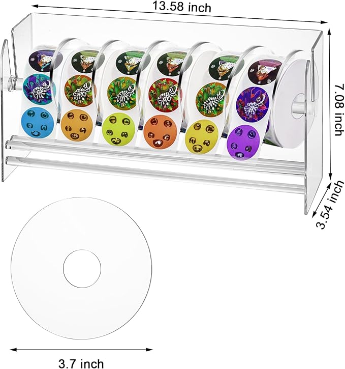 Lawei Adjustable Label Dispenser, 9 Disks Acrylic Sticker Dispenser Sticker - Image 2