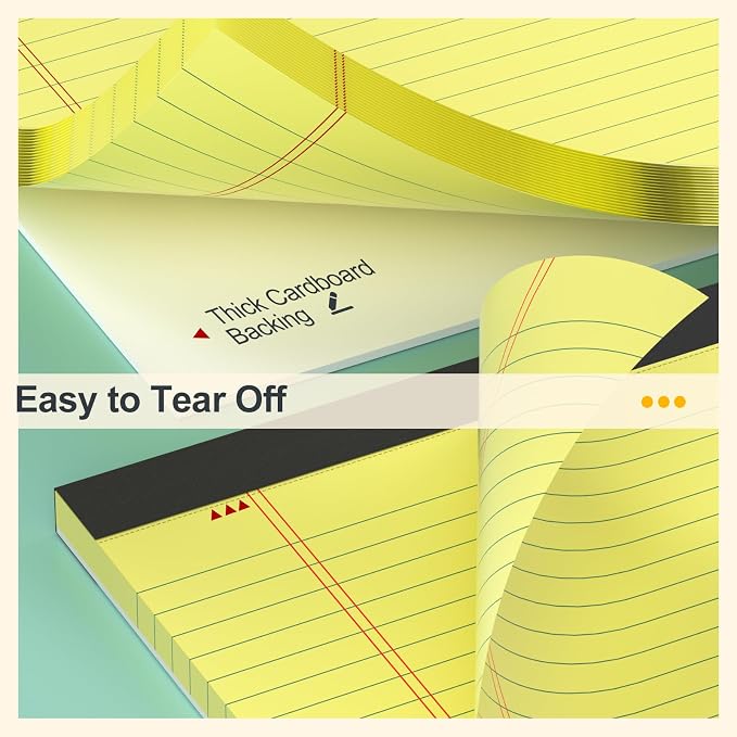 8 Pack Yellow Legal Pads 8.5 x 11 Yellow Notepads 30 Sheets/60 Pages Narrow - Image 4