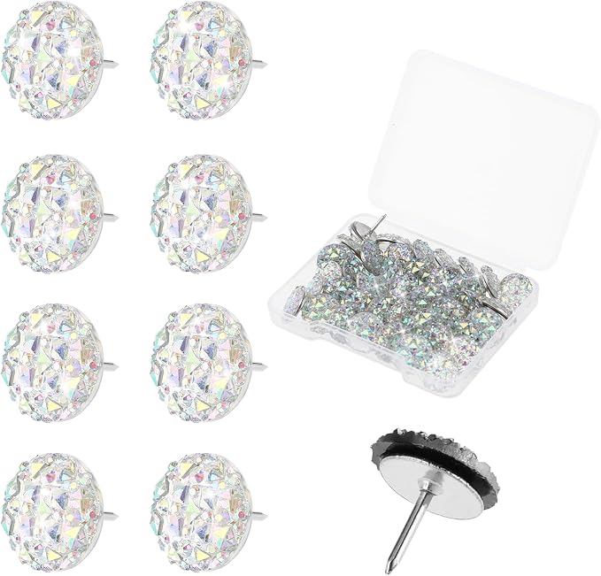 Prasacco 40 Pcs Diamond Push Pins Glitter Rhinestone Thumb Tacks Decorative by Prasacco