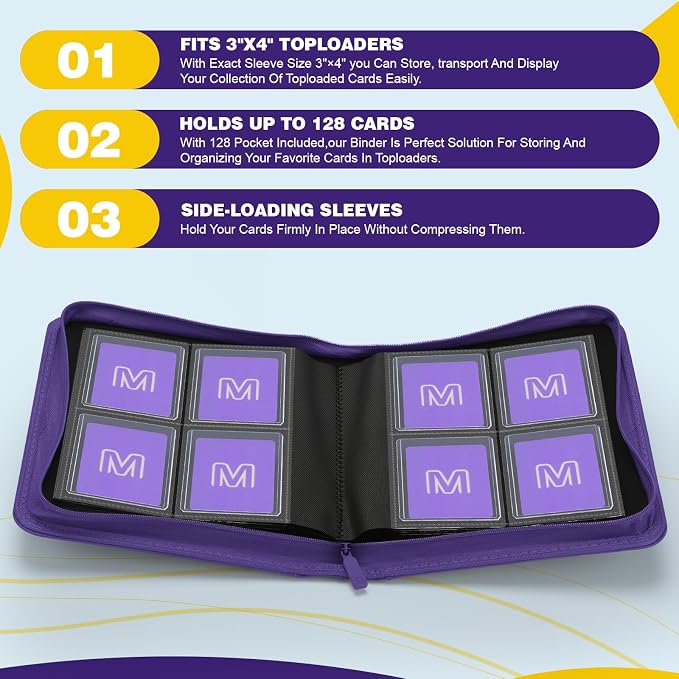 Toploader Binder, 4-Pocket Side Load Trading Card Album, Holds 128 Cards - Image 3