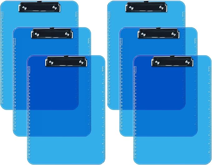 Pack of 6 Plastic Clipboards by DAVISGROUP