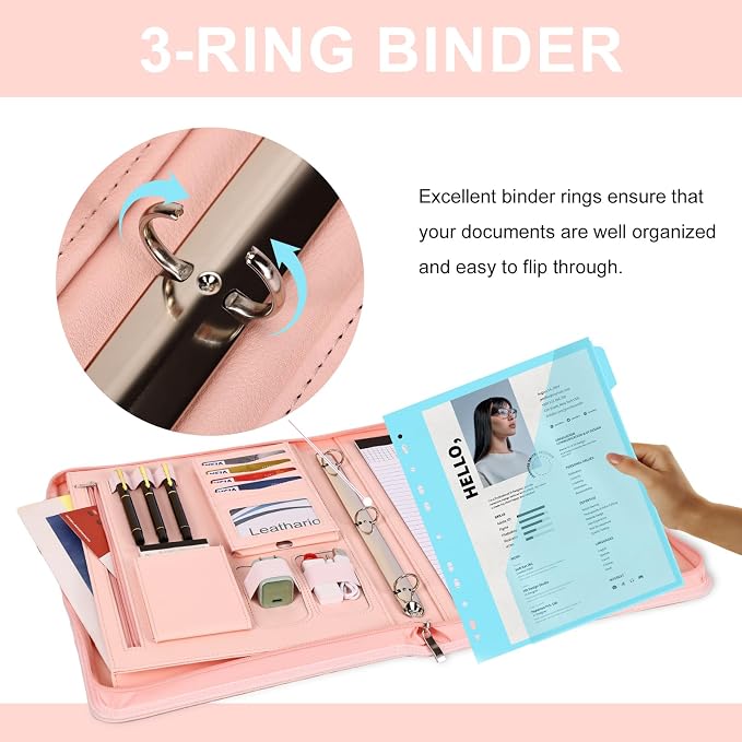 Leathario Portfolio Binder, Includes 5 Folder Index Dividers, 13 Inch Tablets - Image 9