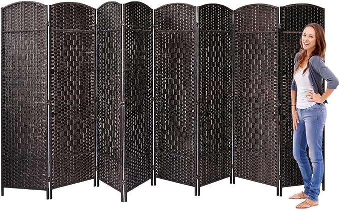 8 Panel Folding Privacy Screen 12ft Wide, 6ft Tall Partition Room Divider by SereneLife