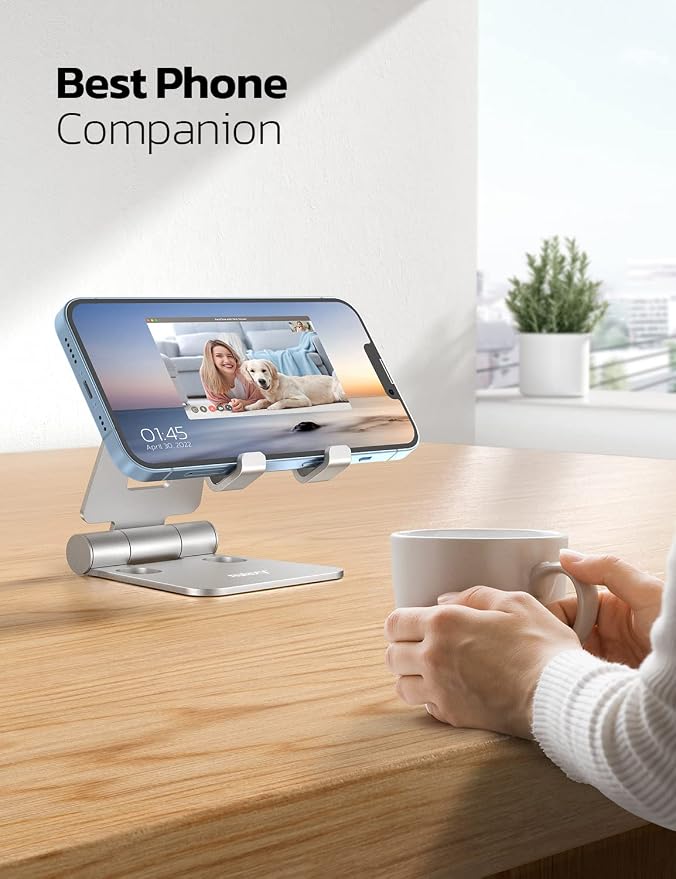 Nulaxy 2 Pack Dual Folding Cell Phone Stand, Fully Adjustable Foldable Desktop - Image 7