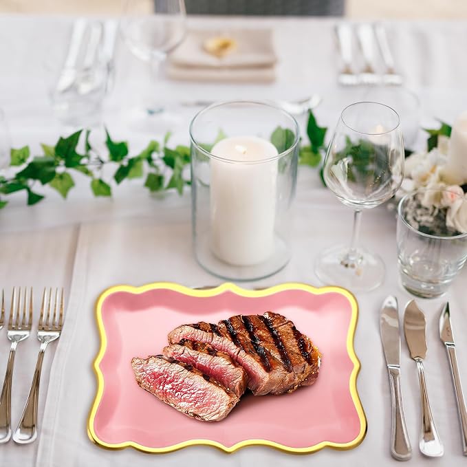 Havawish 24 Pcs 9" x 13" Rose Gold Disposable Paper Serving Trays - Image 5
