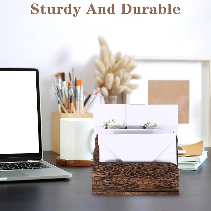 Briwooody Wooden Mail Organizer 3 Slots Mail Holder - Image 4