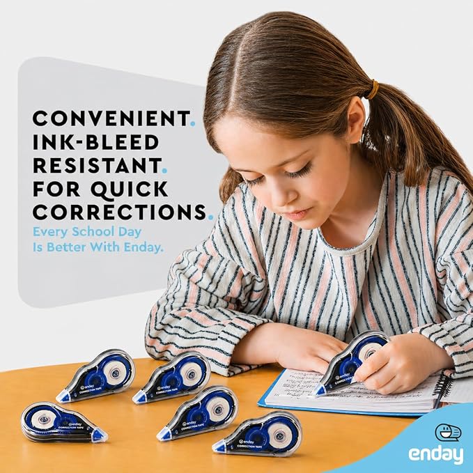 Enday White Out Correction Tape, Jumbo Corrective Tape 32.8 Feet, Plastic Blue - Image 5