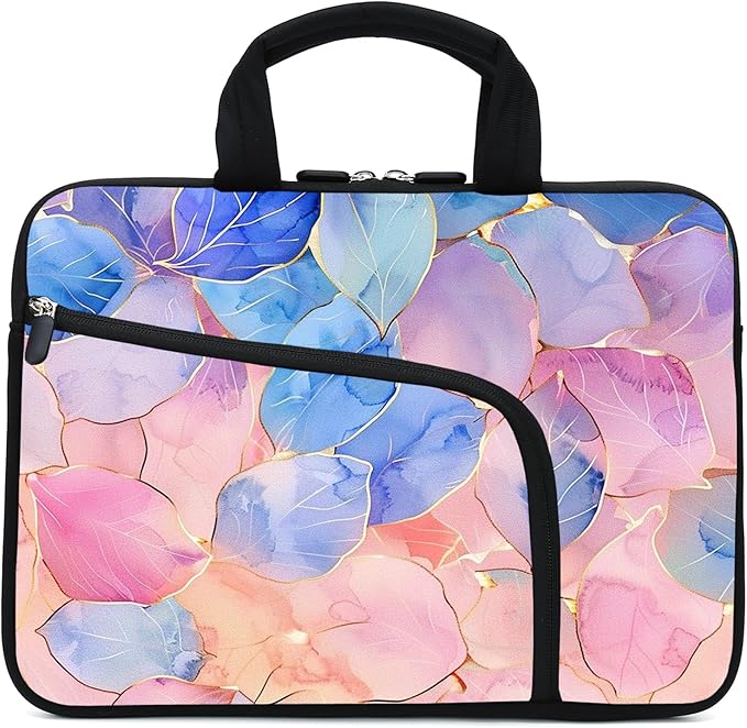 11.6-12.2 inches Laptop Sleeve Chromebook Case Ultrabook Case Notebook Sleeve Tablet Case Neoprene Handle Sleeve for Men Women, Two Pockets(Leaf)
