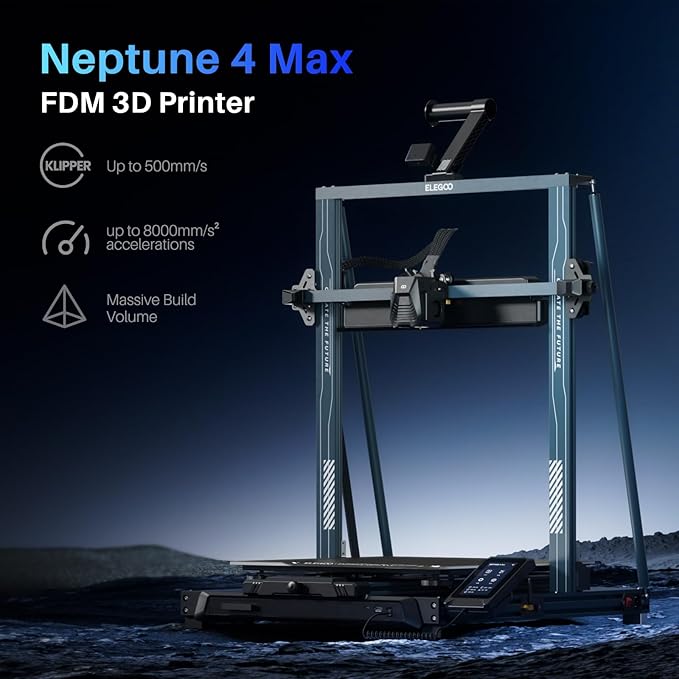 ELEGOO Neptune 4 Max 3D Printer, 500mm/s Fast Printing, Support 300°C Printing, Auto Leveling and Direct Drive Extruder, 420x420x480mm Large Build Volume-DeskLoop Office