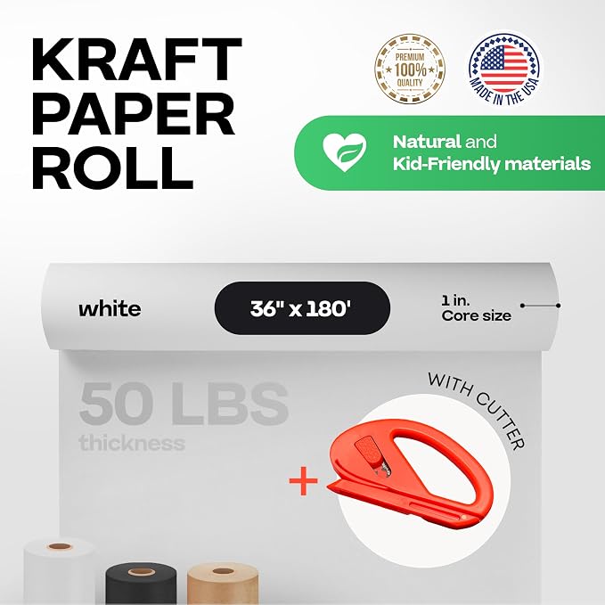 White Kraft Paper Roll 36" x 2160" - Image 2