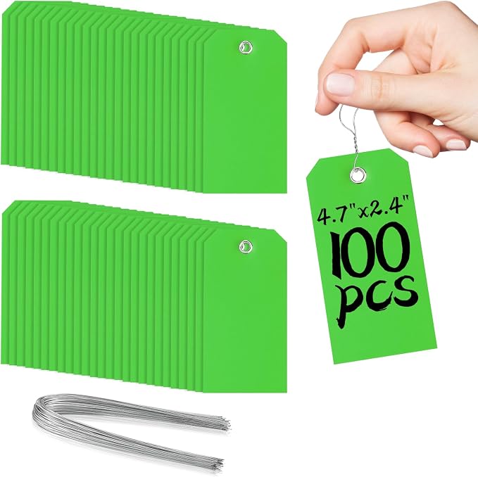 100 Green Tags with Wires by XUWAIDSGN