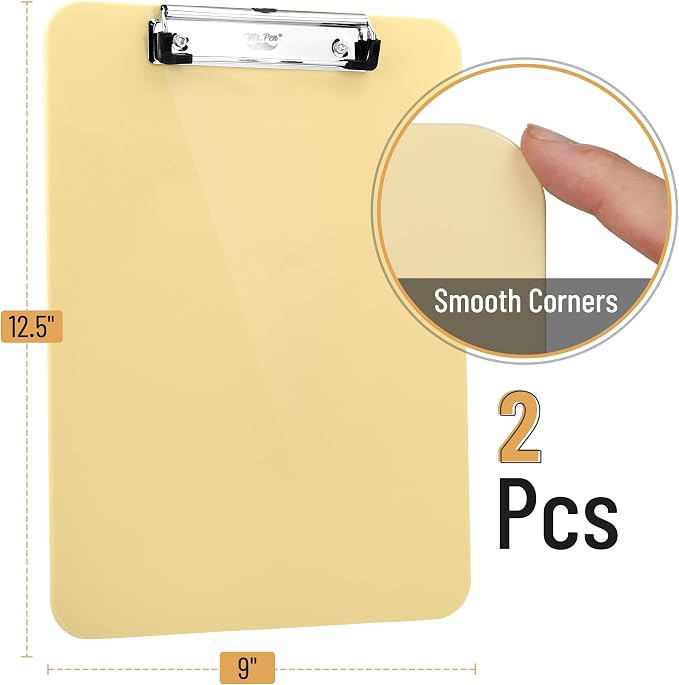 Mr. Pen- Plastic Clipboard, 12.5" x 9", 2 Pack | Buttercream Clipboard Plastic - Image 2