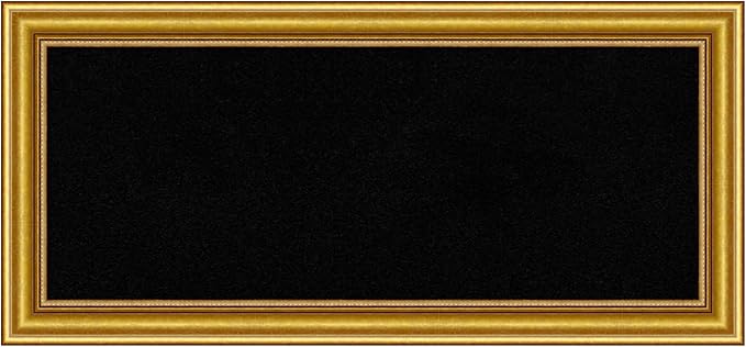 Amanti Art Black Cork Board for Wall, 16x34 Vision Board with Gold Wood Frame, Medium Corkboard Office Decor for Home Organization, Traditional Corkboard Pinboard to display items for home-DeskLoop Office
