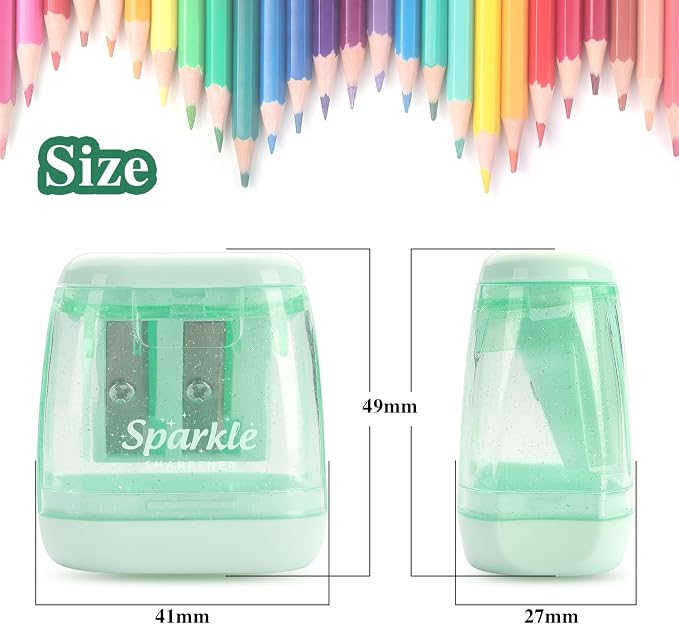 NNY Pencil Sharpener Manual, Dual Hole, 4 Pack | Colored Portable Handheld - Image 2