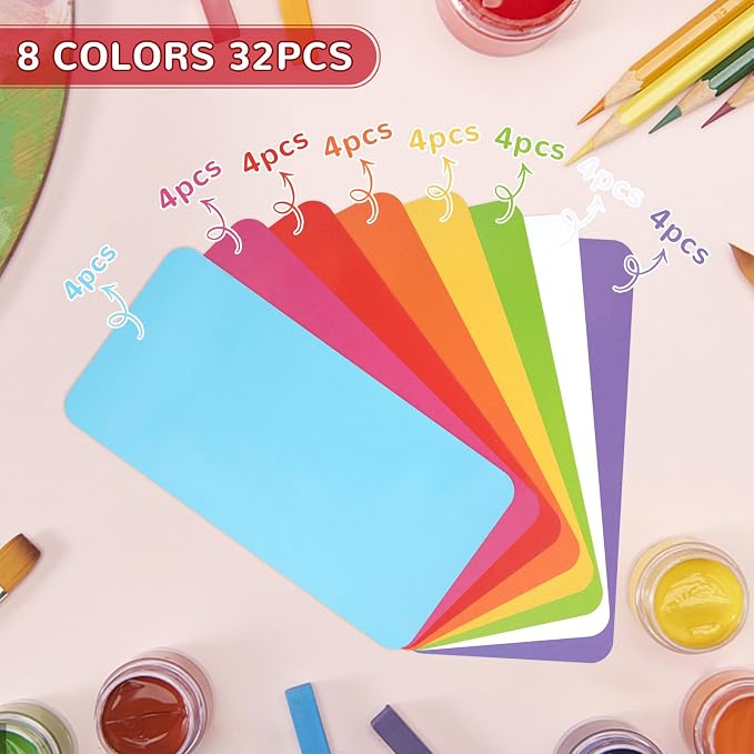 32 Pcs Dry Erase Magnetic Labels, 4.2" x 2.1" 8 Colors | Reusable Writable - Image 4