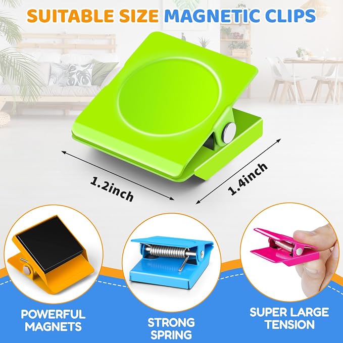Grtard 8 Pack Colorful Magnetic Clips, Strong Fridge Magnets Clips Heavy Duty - Image 8