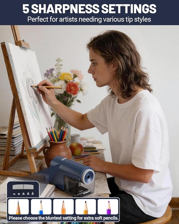AFMAT Electric Pencil Sharpener, Fully Automatic Pencil Sharpener - Image 4