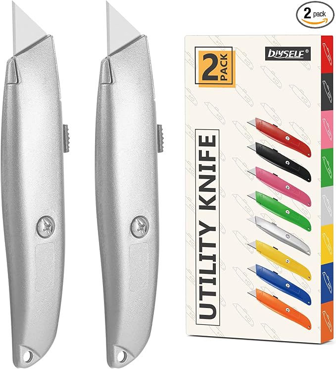 DIYSELF 2Pack Utility Knife Box Cutter Retractable Blade Heavy Duty PVC Pipe by DIYSELF