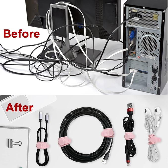 16Pcs Silicone Cable Ties Cord Organizer - Image 5