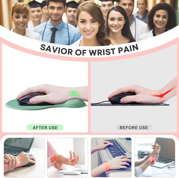 JIKIOU Mouse Pad, 2 Pack Ergonomic Mouse Pads - Image 3