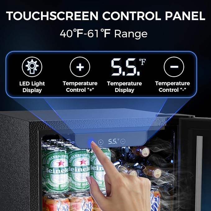 68 Cans Beverage Refrigerator Cooler, 1.7 cu.ft Mini Fridge Glass Door Drink Cooler for Beer, Soda,Wine, Digital Temperature Control for Home Office Bar-DeskLoop Office
