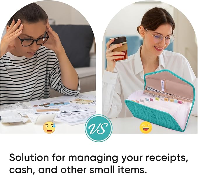 Fabric Bill Organizer with Pockets 10x6 Receipt Organizer - Image 7