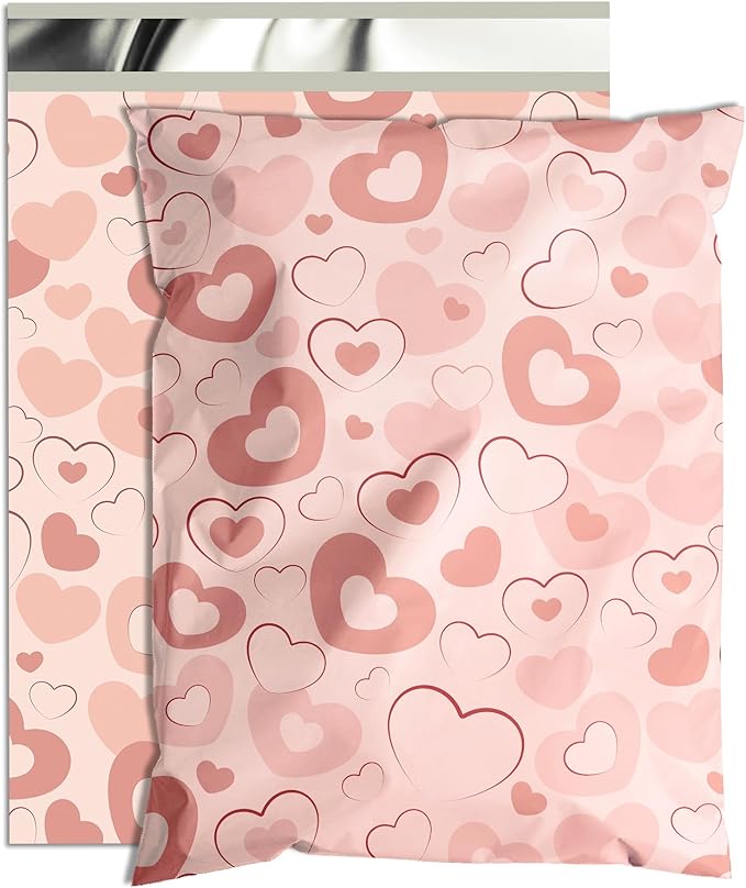 Pink Heart Poly Mailer 6x9 Inch 100 Pcs, Waterproof Shipping Bags for Clothing, Tear-Resistant Mailier Bags, Strong Mailing Bags with Self-Seal-DeskLoop Office