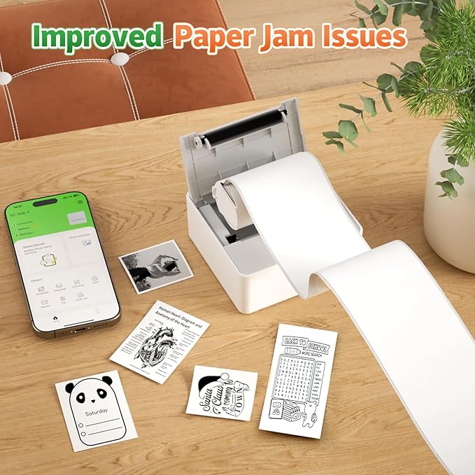 iDPRT Mini Printer with 1 Roll Sticker Paper, Portable Sticker Maker Machine Efficiently and Quickly, Thermal Printer for Study Notes, Pictures, DIY, Label, Free App with Multiple Templates, Gray-DeskLoop Office