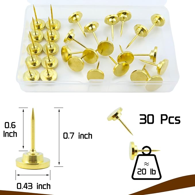 30 Pcs Metal Push Pins Gold Thumb Tacks or - Image 4