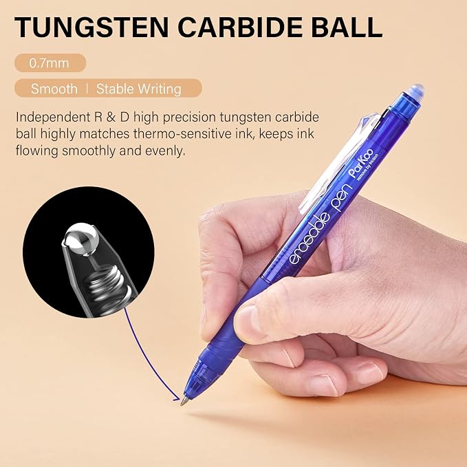 ParKoo Retractable Erasable Gel Pens Clicker, Fine Point 0.7mm - Image 2