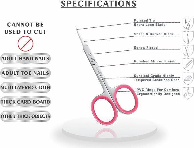 SILLVER Cuticle Scissors Extra Fine Curved, Super Slim Small Scissors - Image 7