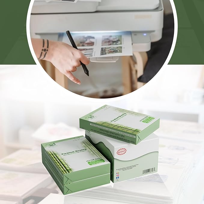 Bamboo Printer Paper - 8 1/2” x 11”- 20LB Multipurpose White Paper - Made from Bamboo Fiber, Renewable Resources, Zero Trees Used - 3 reams (1500 Sheets)